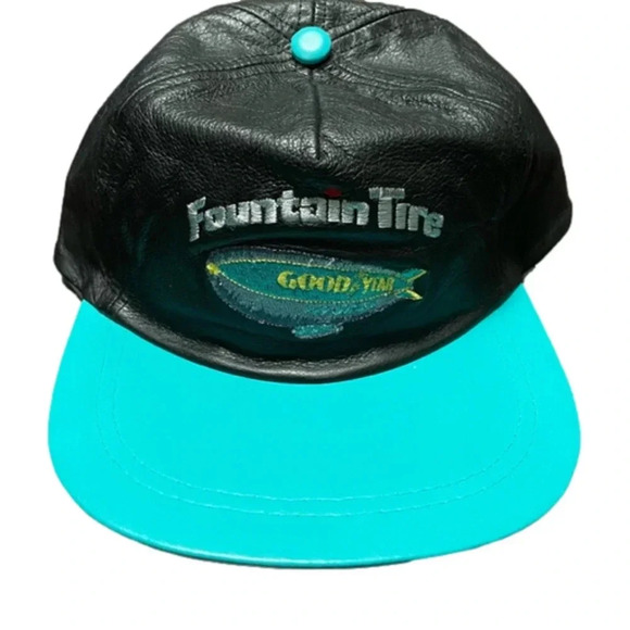 Fountain Tire Goodyear  Blimp Leather Baseball Hat - Picture 1 of 6